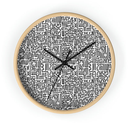 Bogolanfini Wall Clock - Black on White