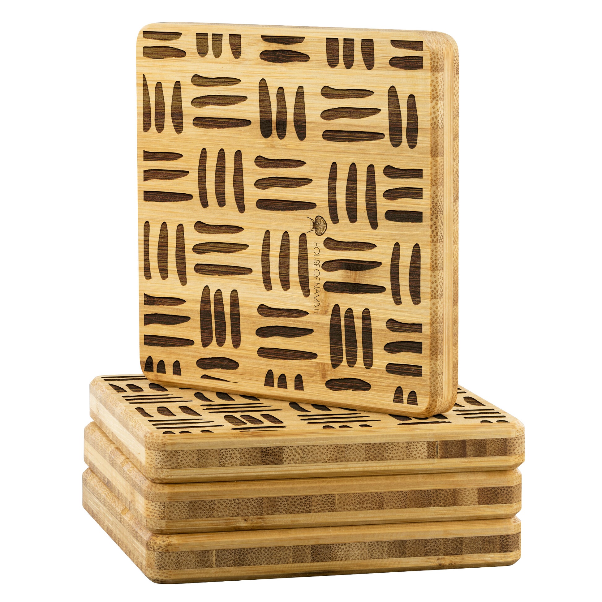 4pc Bamboo Coaster Set - B - House Of Nambili