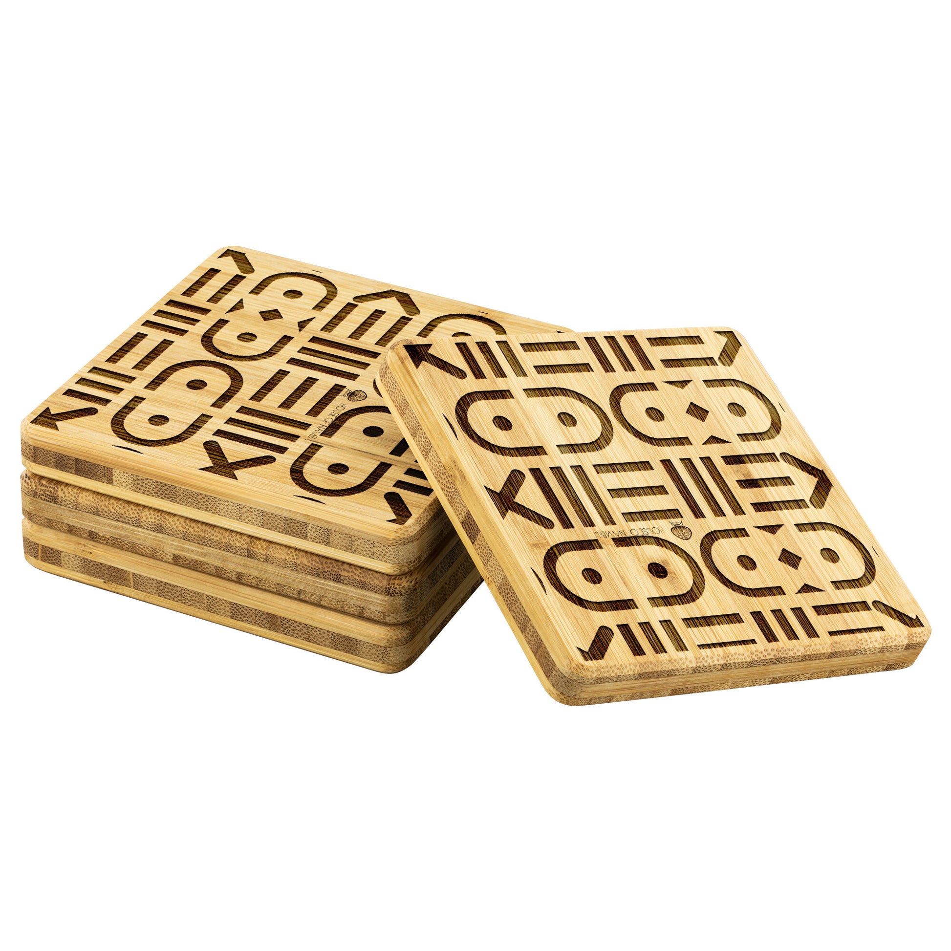 4pc Bamboo Coaster Set - A - House Of Nambili