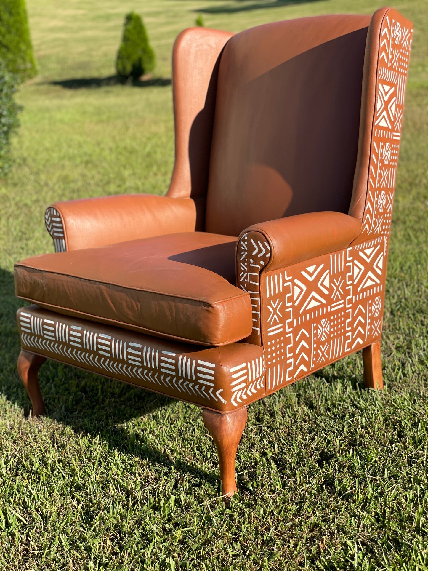 Afro-Luxe Faux Leather Wingback Chair