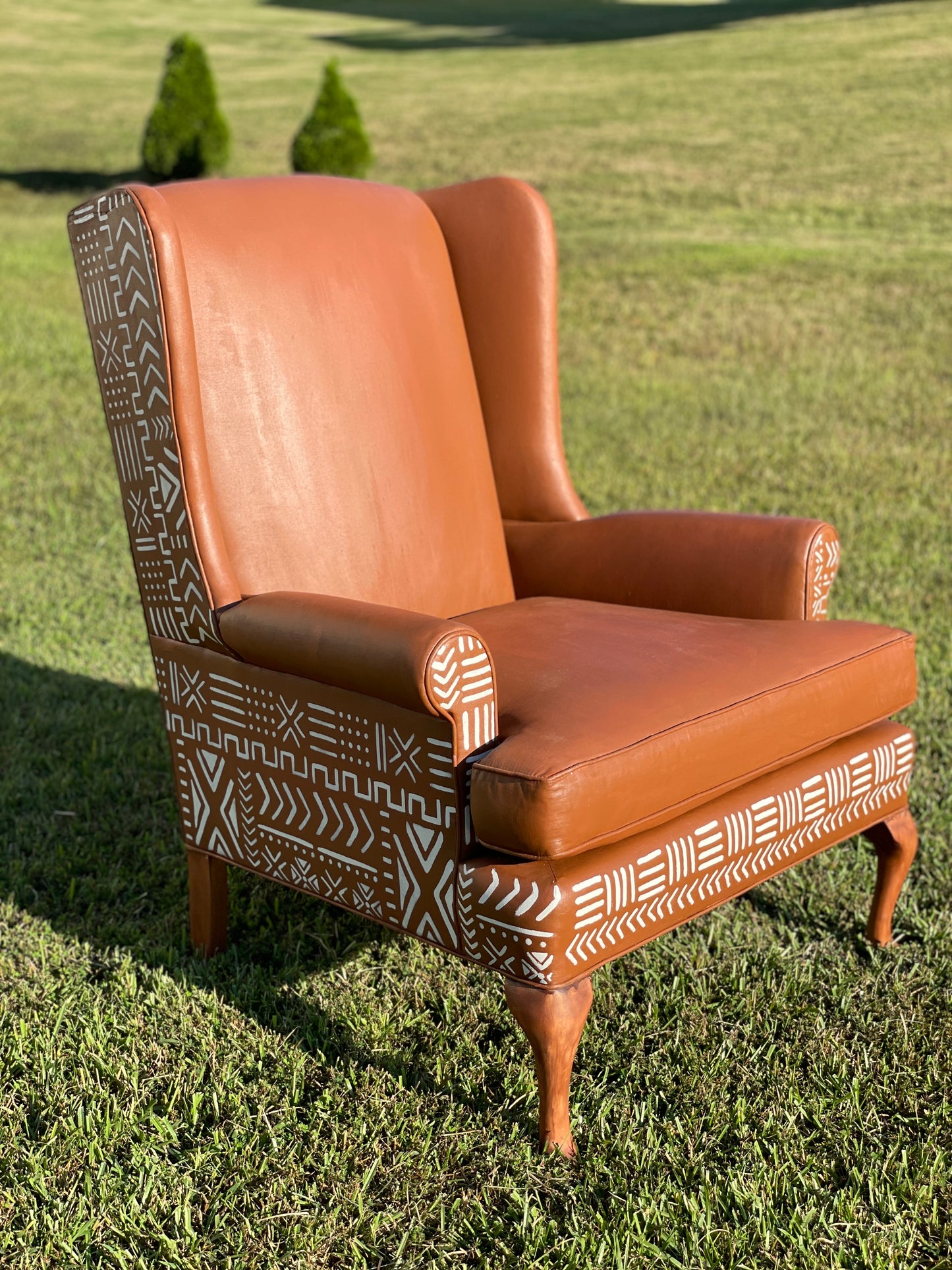 Afro-Luxe Faux Leather Wingback Chair