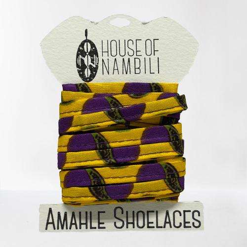 Amahle Wax Print Laces - Yellow/Purple/Green - House Of Nambili