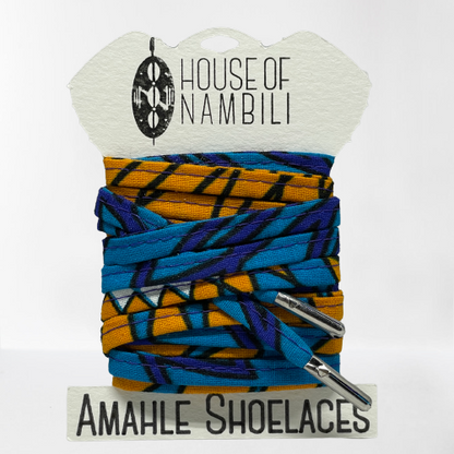 Amahle Wax Print Laces - Blue/Purple/Orange/White - House Of Nambili