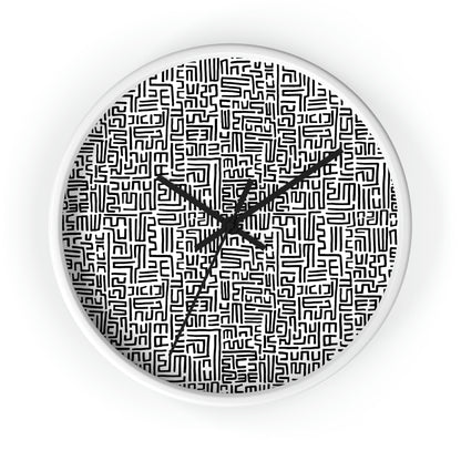 Bogolanfini Wall Clock - Black on White