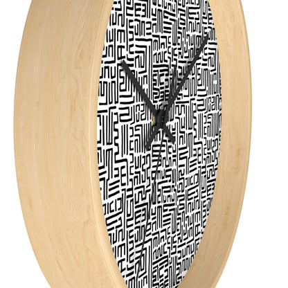 Bogolanfini Wall Clock - Black on White