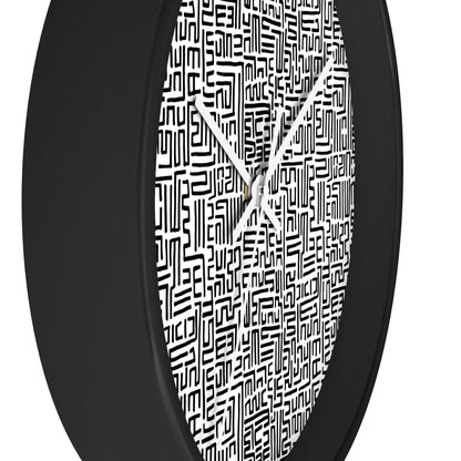 Bogolanfini Wall Clock - Black on White