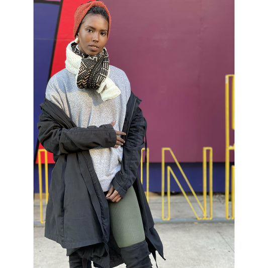 Nambili 'Isabis' Mud Cloth Scarf - White on Black - House Of Nambili