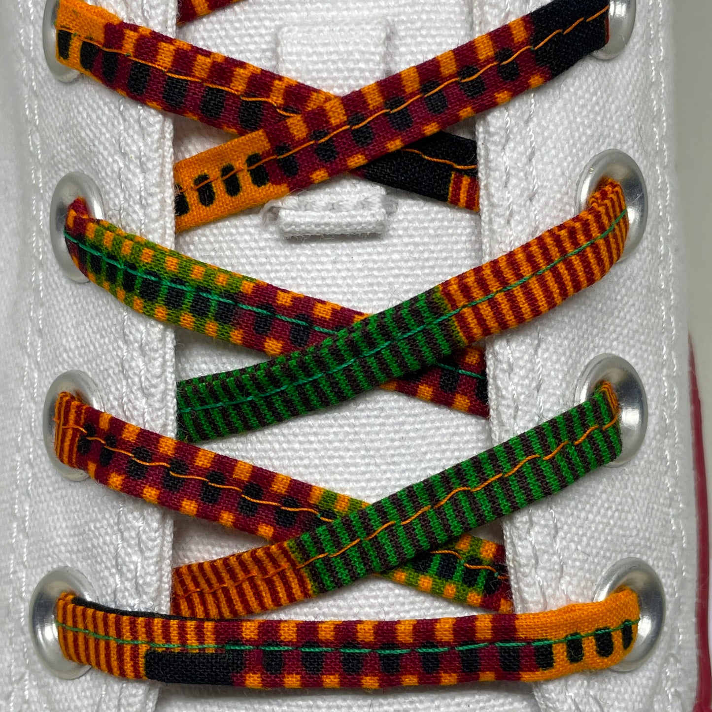 Amahle Wax Print Laces - Black/Orange/Green/Burgundy Kenté - House Of Nambili