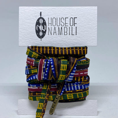 Amahle Wax Print Laces - Brown/Green/White/Blue/Red - House Of Nambili