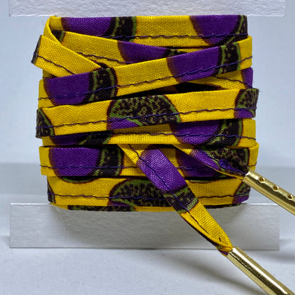 Amahle Wax Print Laces - Yellow/Purple/Green - House Of Nambili
