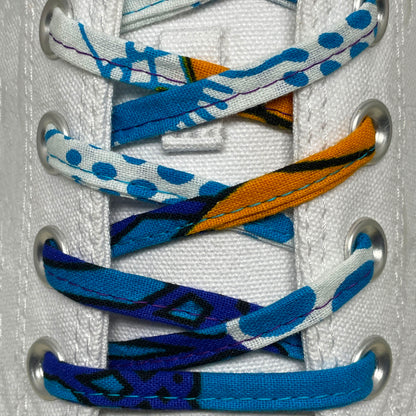 Amahle Wax Print Laces - Blue/Purple/Orange/White - House Of Nambili