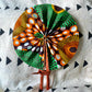 African Print Fan - Orange/Yellow /Green /Brown - House Of Nambili