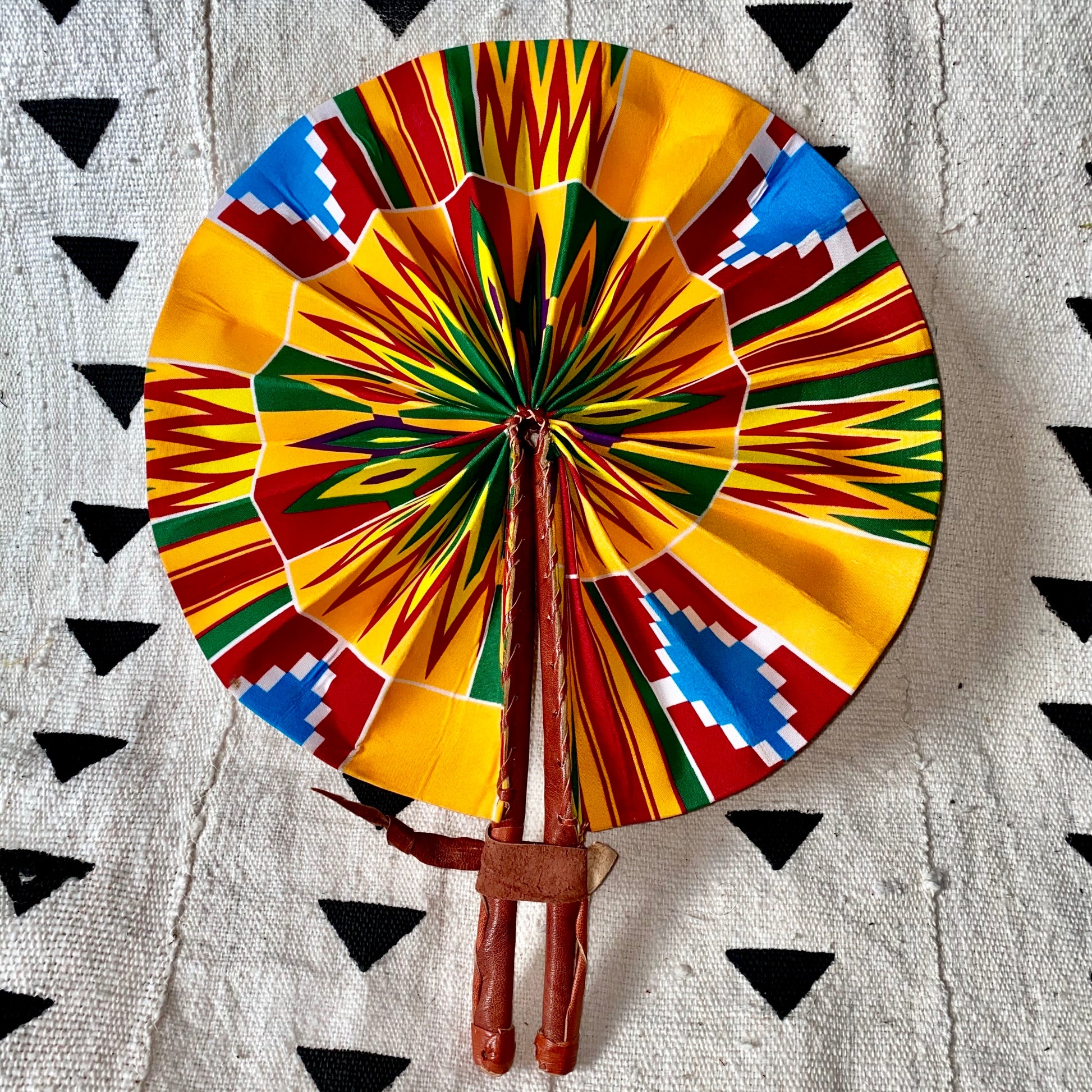 African Print Fan - Purple/Yellow/Green/Red Kenté - House Of Nambili