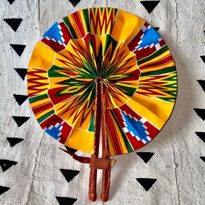 African Print Fan - Purple/Yellow/Green/Red Kenté - House Of Nambili