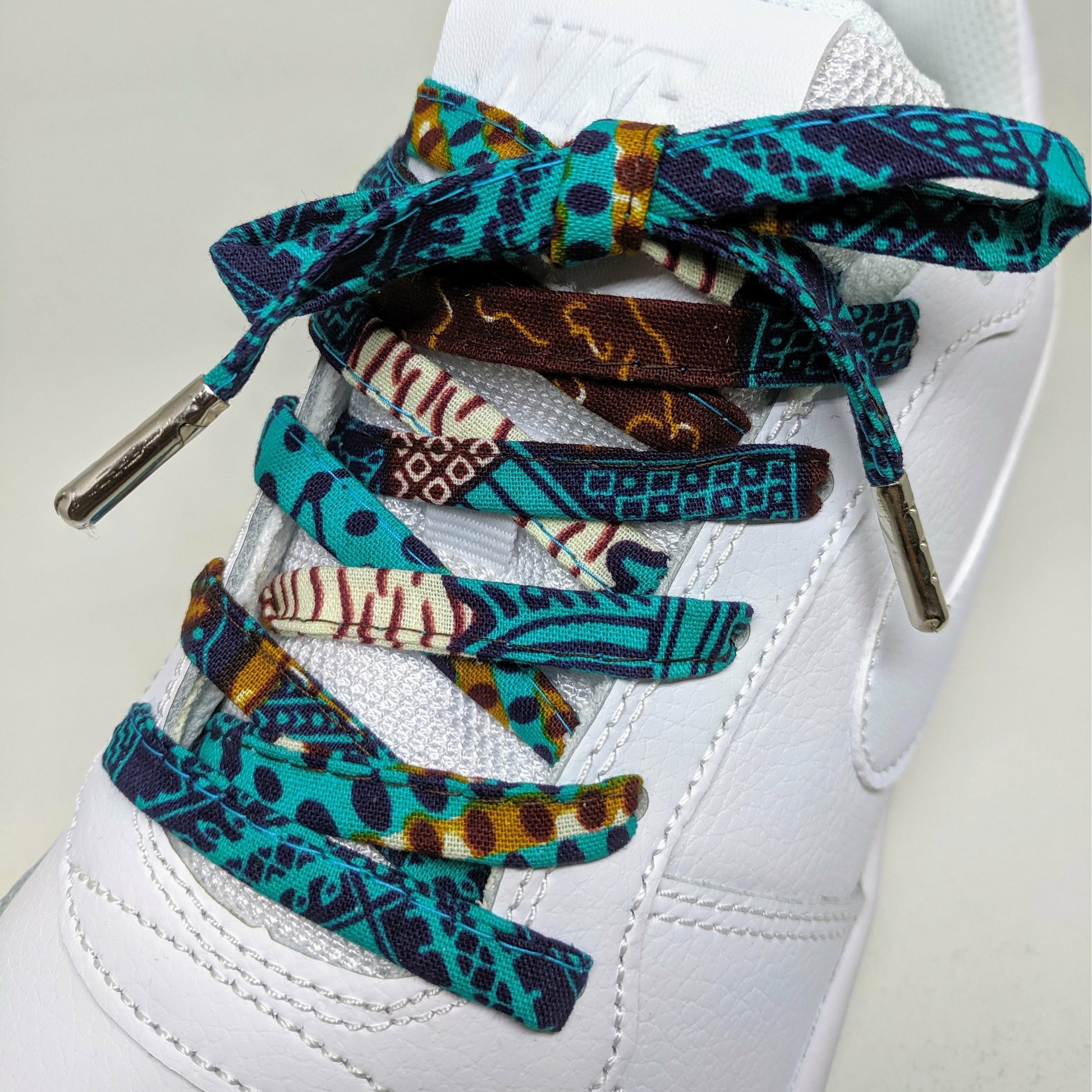Amahle Wax Print Laces - Teal, Brown, Gold - House Of Nambili