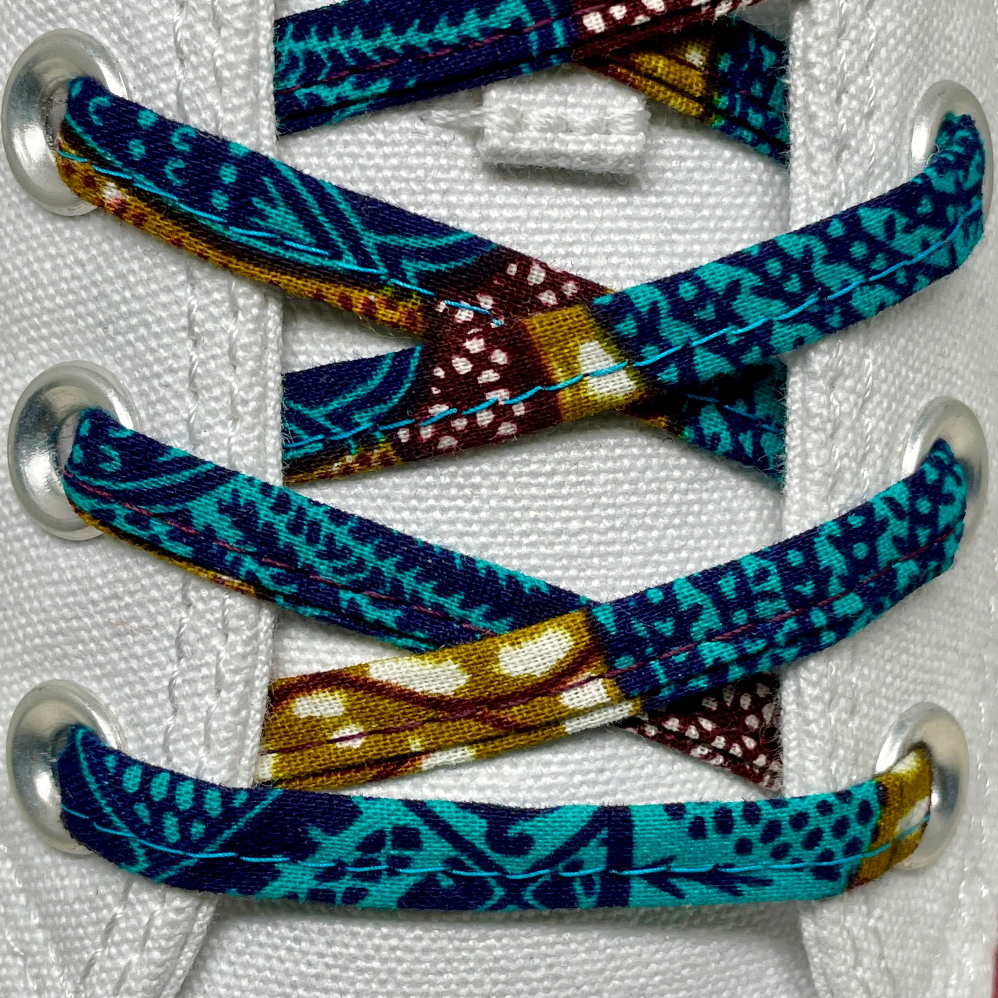 Amahle Wax Print Laces - Teal, Brown, Gold - House Of Nambili