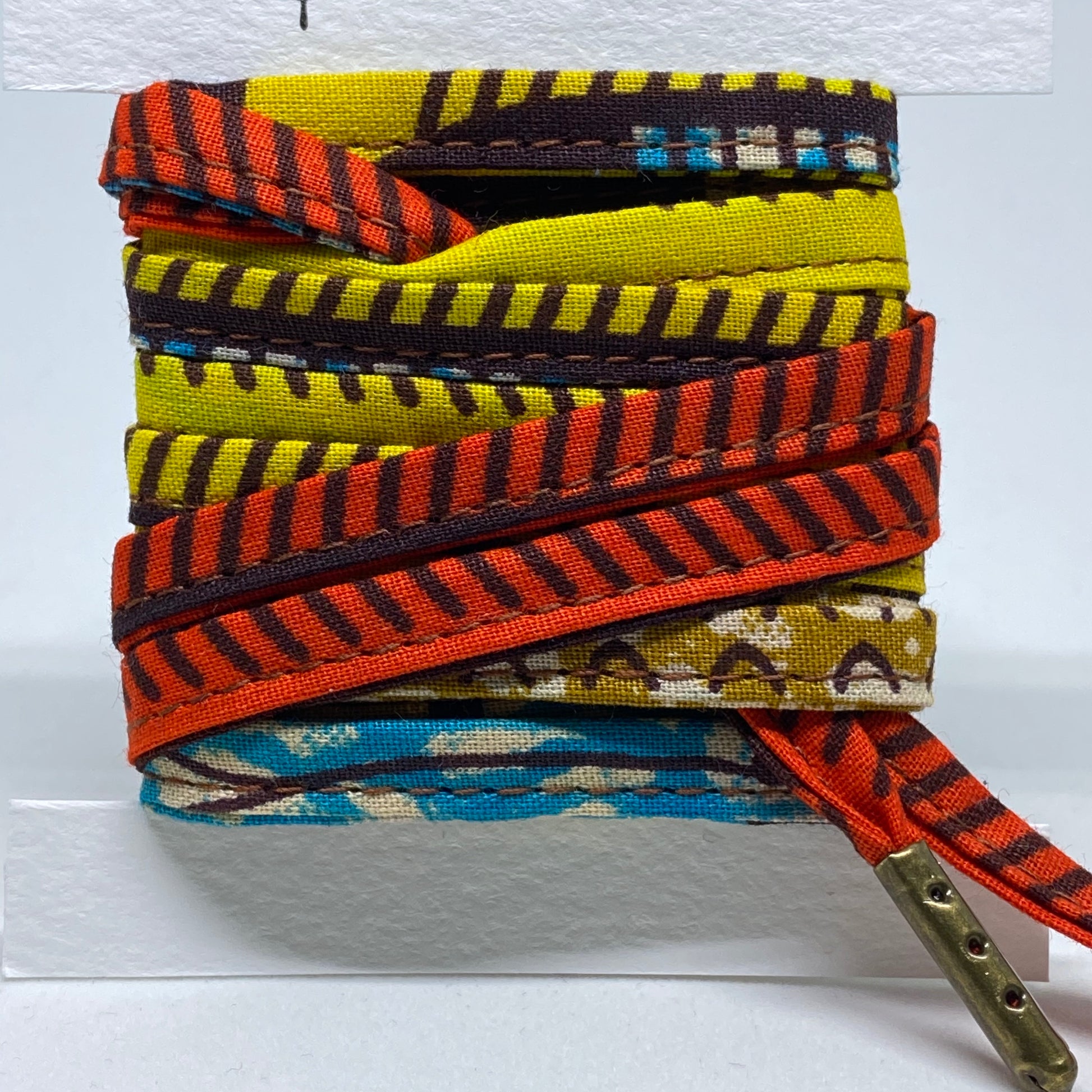 Amahle Wax Print Laces - Orange/Yellow/Teal/Brown - House Of Nambili