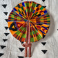 African Print Fan - Red/Yellow/Green/Cobalt Kenté - House Of Nambili