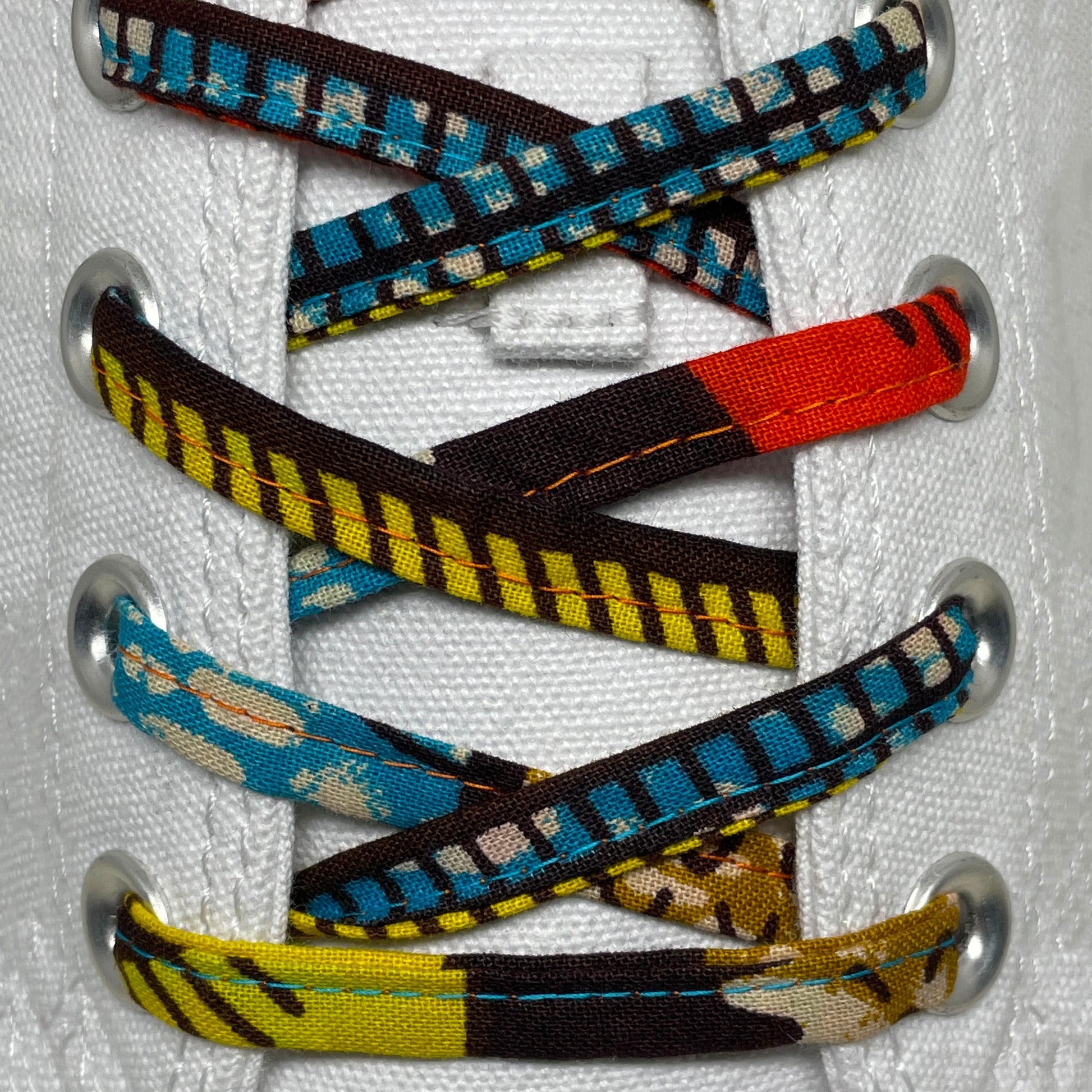 Amahle Wax Print Laces - Orange/Yellow/Teal/Brown - House Of Nambili