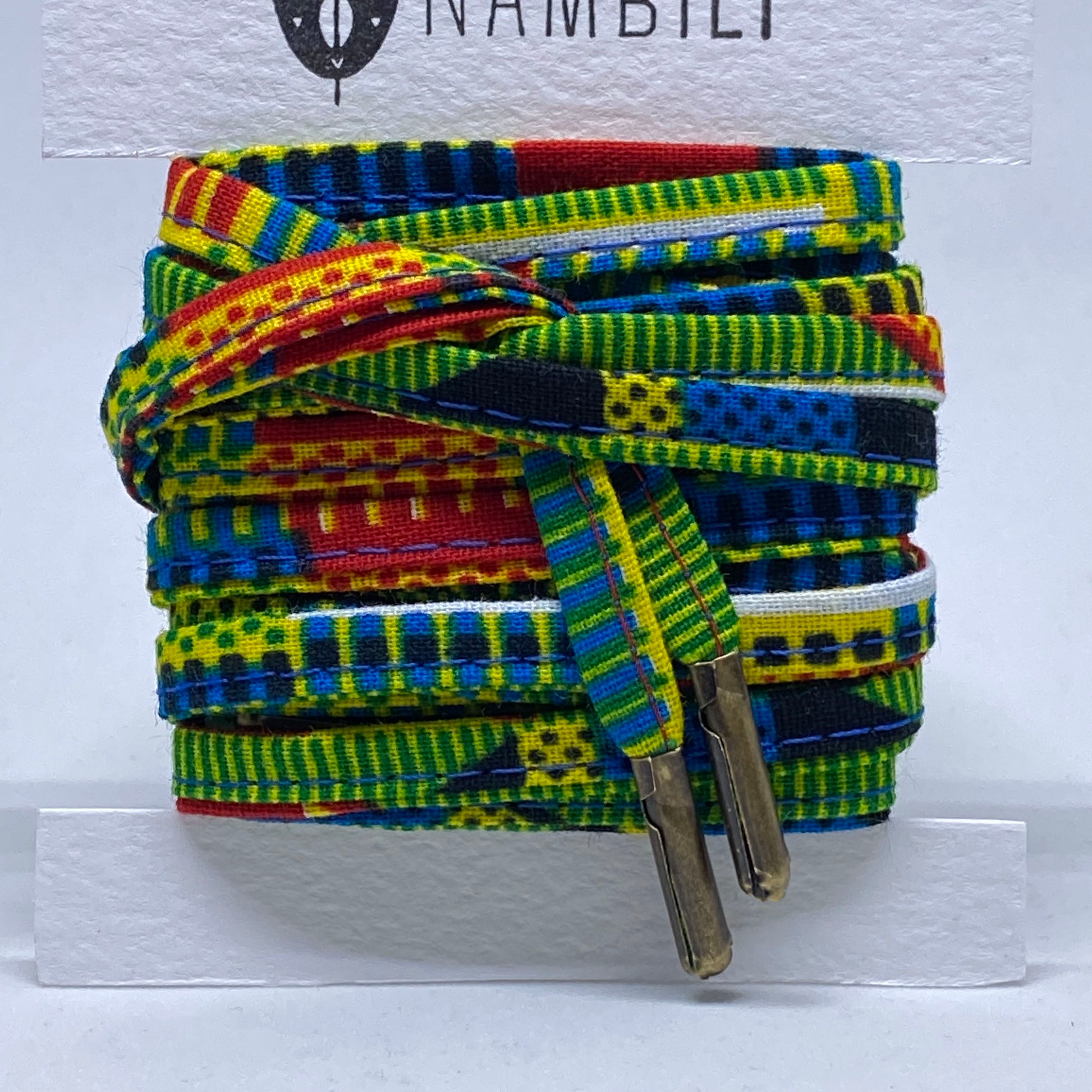 Amahle Wax Print Laces - Green/Red/Yellow/Black Kenté - House Of Nambili