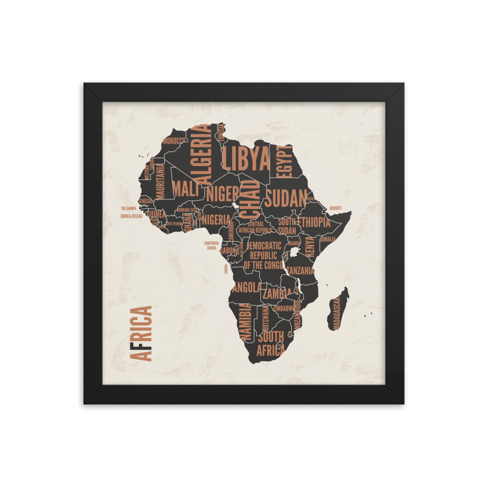 Framed 'African Countries' Graphic Map - House Of Nambili